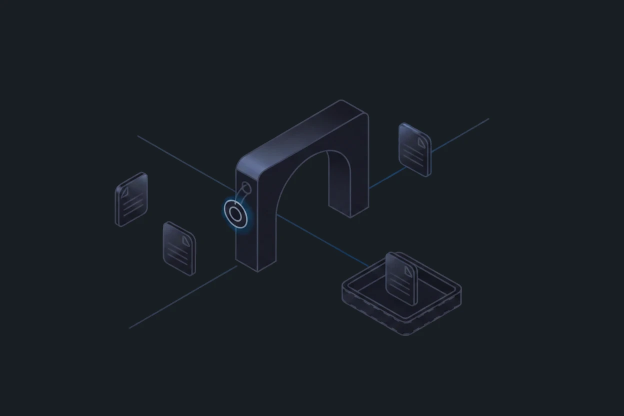 Isometric barrier that checks documents and releases only one controlled path.